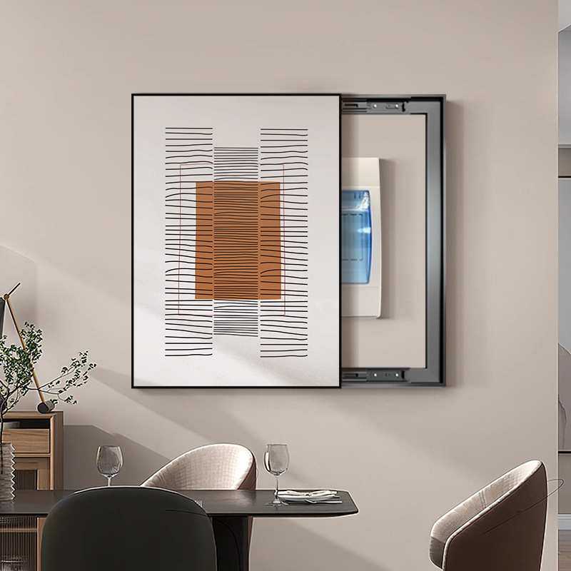 简约现代电表箱装饰画竖版线条抽象电源总开关盖板配电箱遮挡挂画