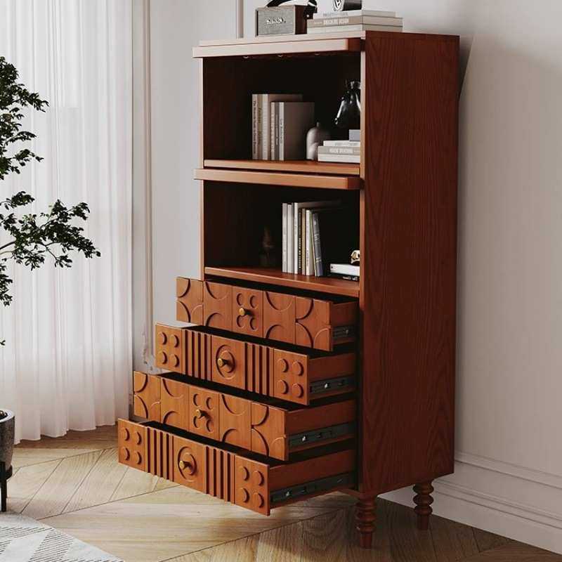 法式复古实木书柜美式客厅小户型斗柜边柜组合中古风家具轻奢储物,电子元器件市场,其它元器件,淘宝优惠券,粉丝福利购,淘宝优惠卷
