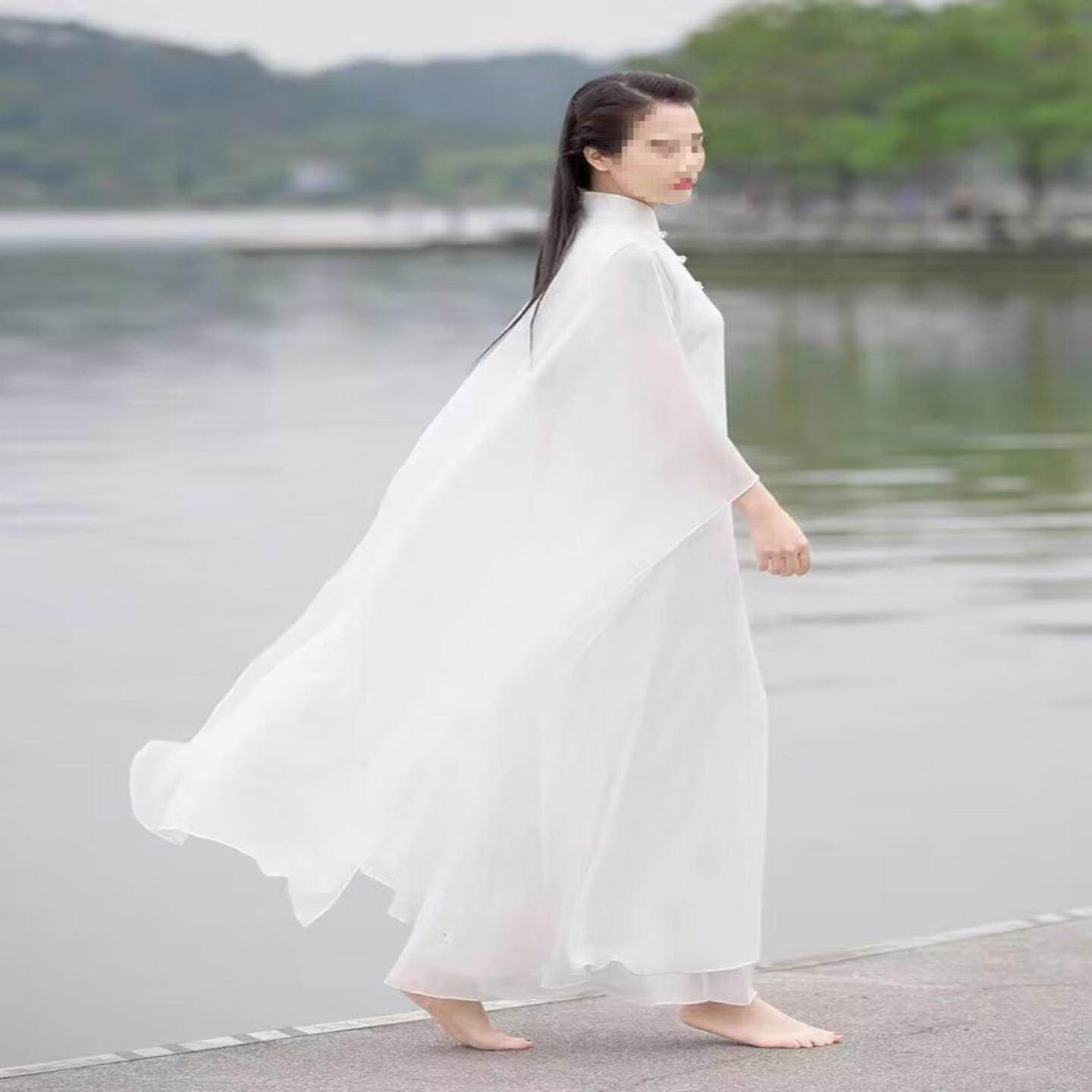 文艺复古茶服女装仙气禅舞服白色