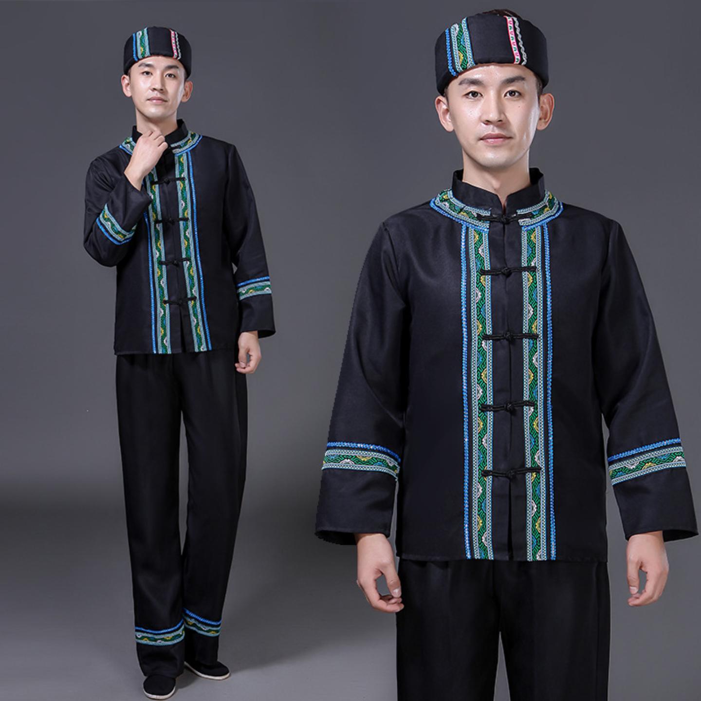 新款苗族服男壮族舞蹈服装演出服