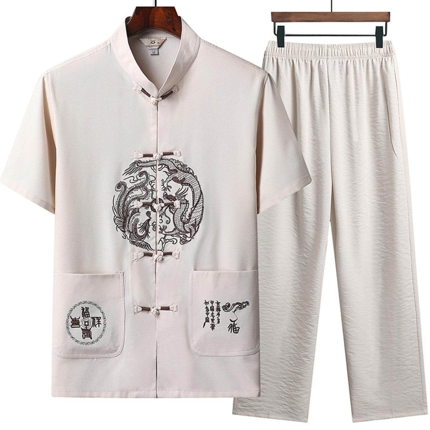 夏季中老年唐装男中式服装中国风
