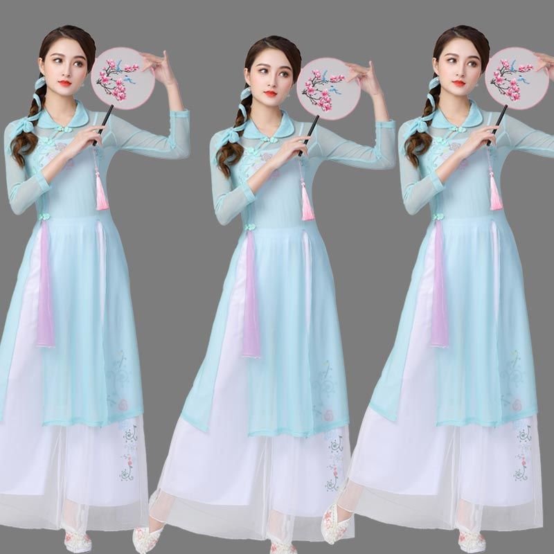 网红广场舞服装舞蹈服民族风新款三件套洋气刺绣秧歌弹力大摆古典