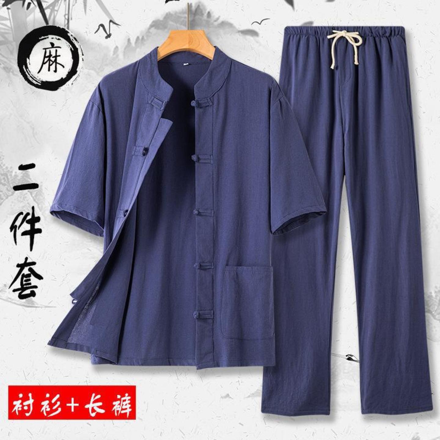 古风唐装短袖男青年夏季中国风