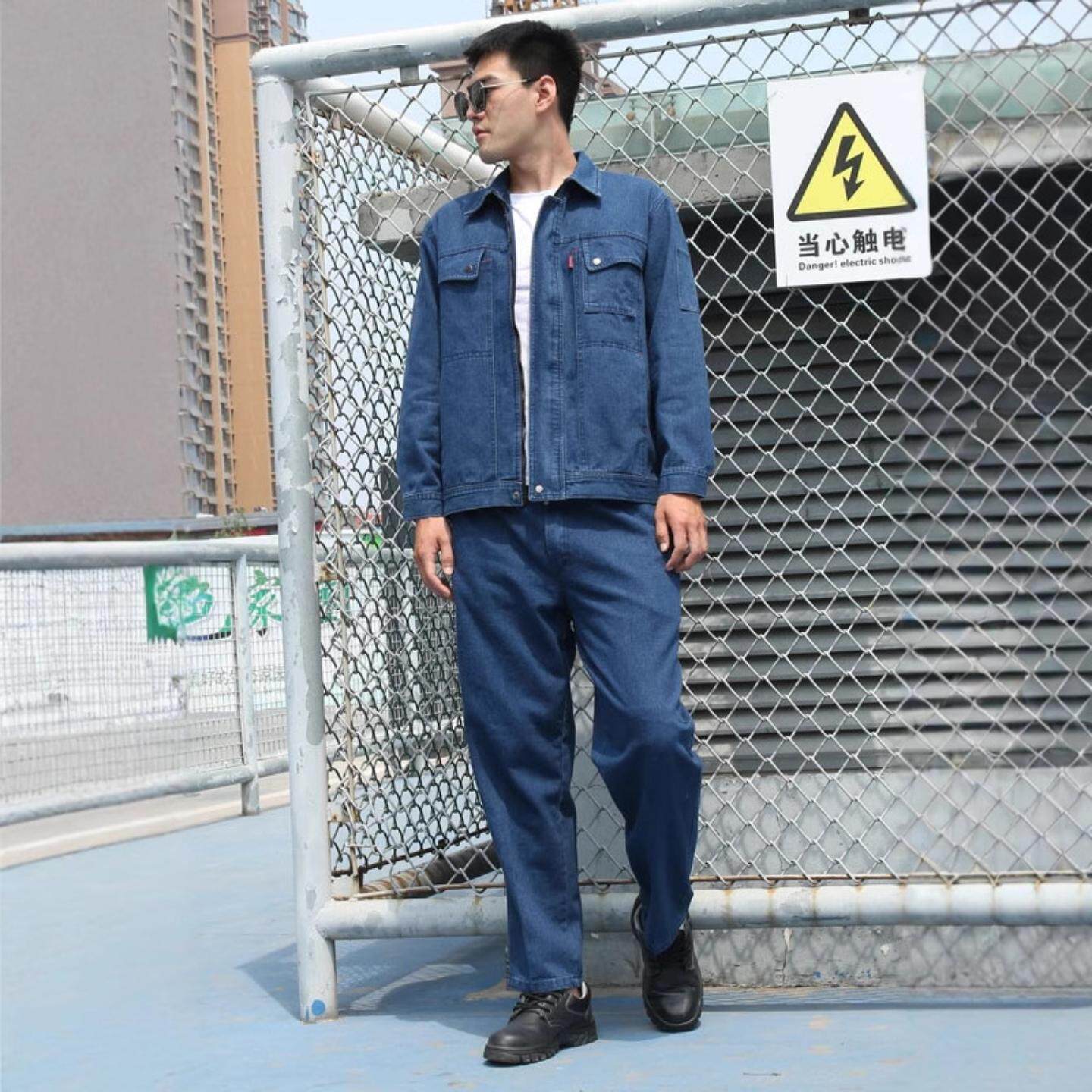 焊工工作服套装男长袖牛仔防烫