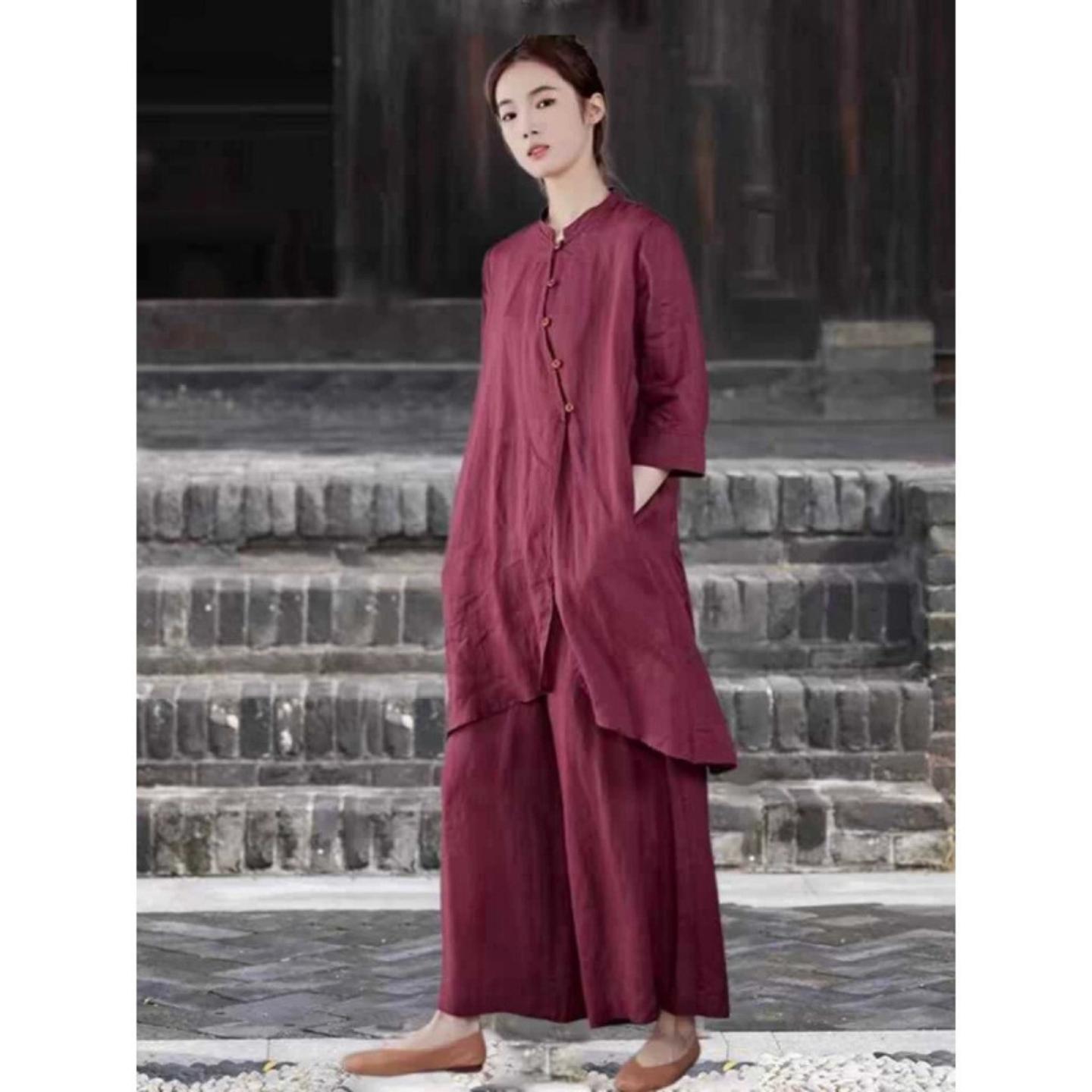 修行禅服女夏季佛系禅意素衣套装