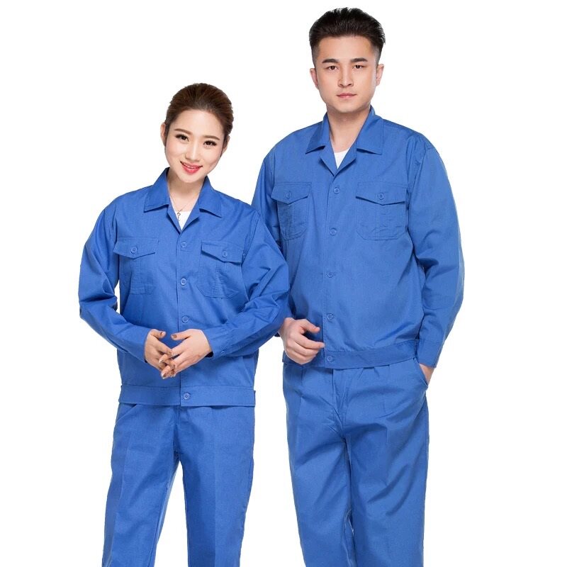 夏季工作服套装男女长袖