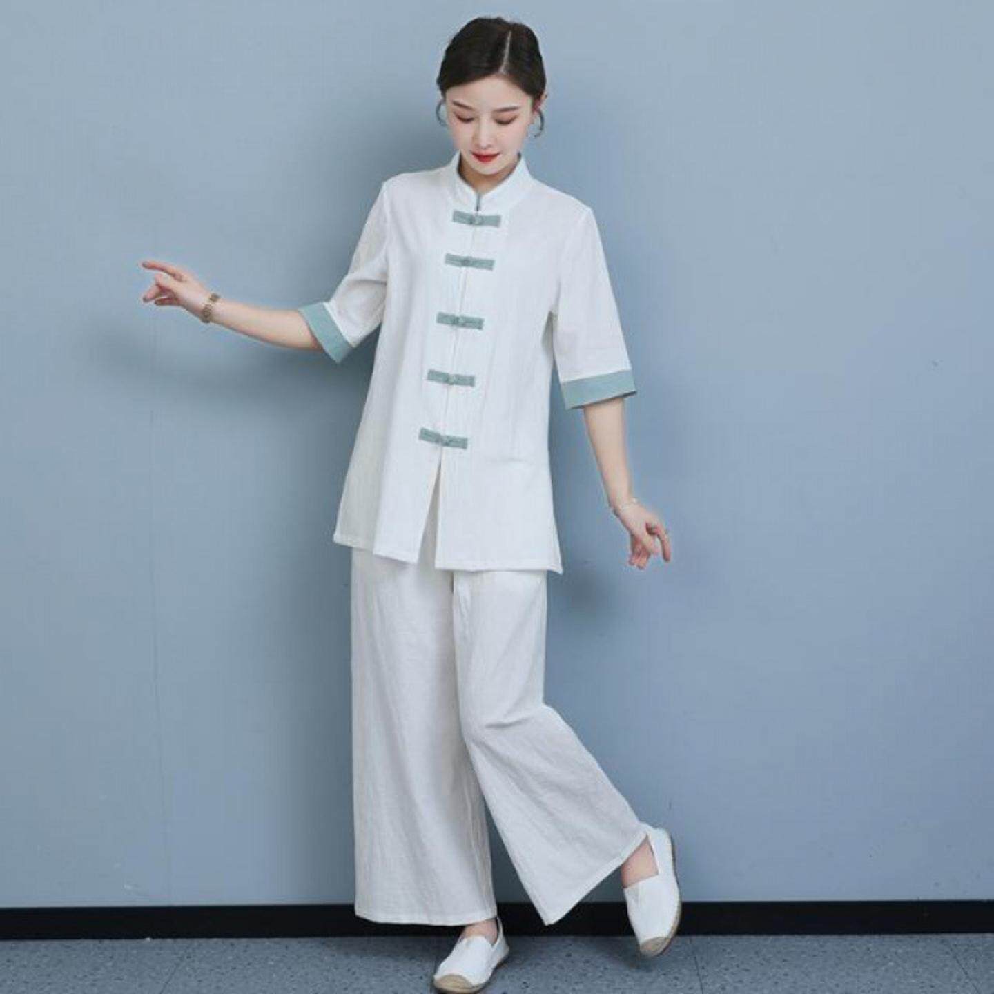 中国风禅意女装棉麻茶艺服禅修服