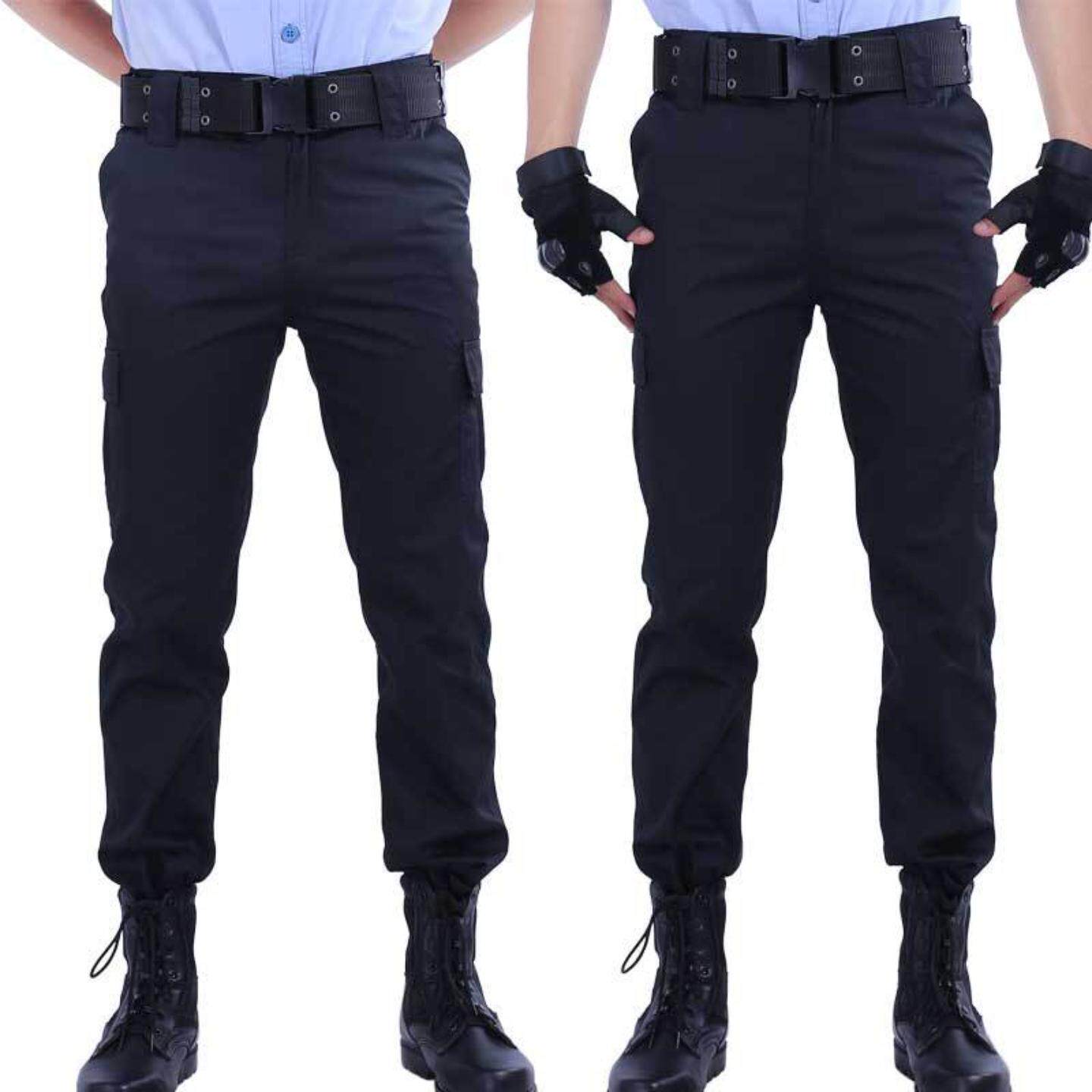 夏季保安作训裤薄款男女酒店物业短袖保安服裤子长裤夏裤黑色工装