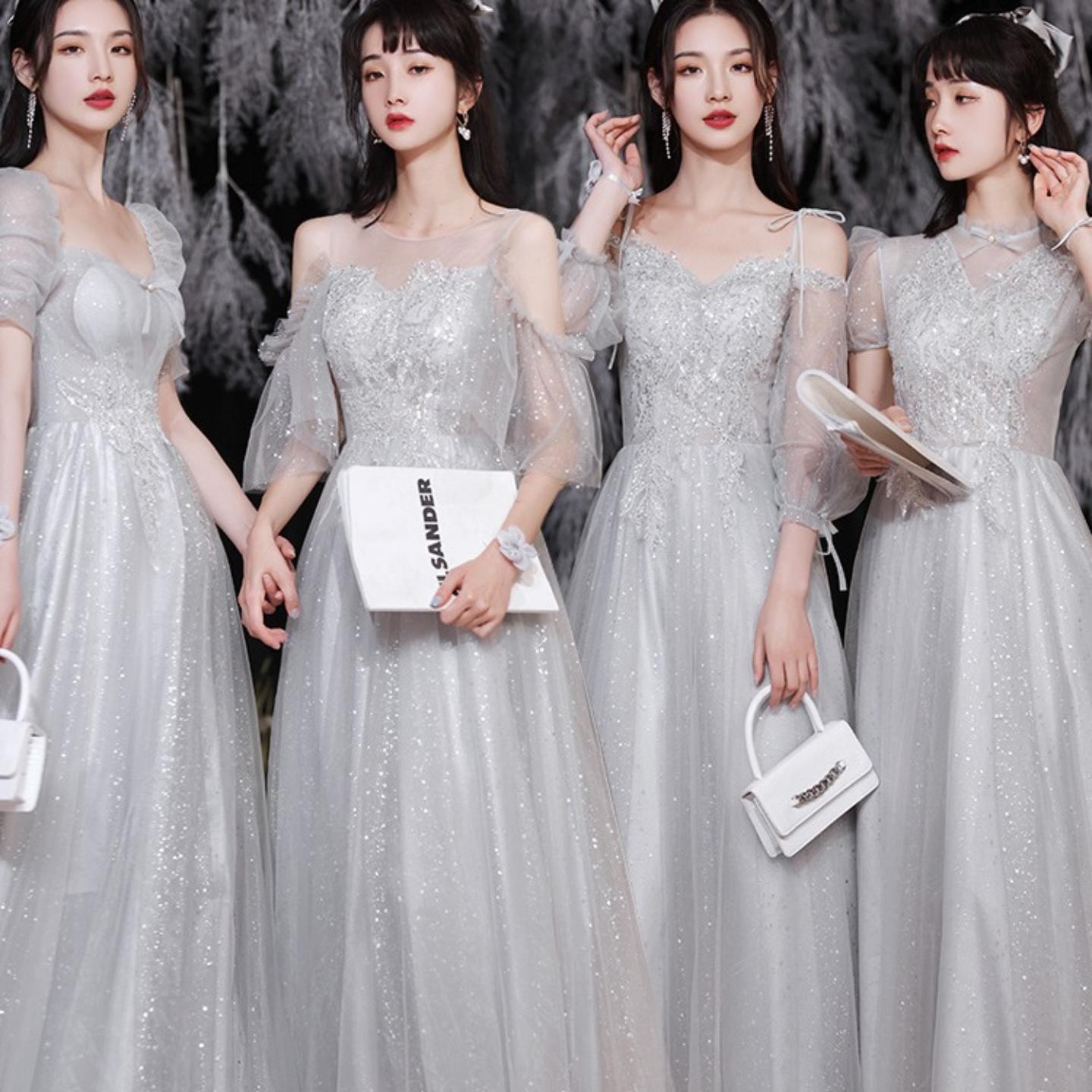 伴娘服2025新款灰色伴娘礼服拿货