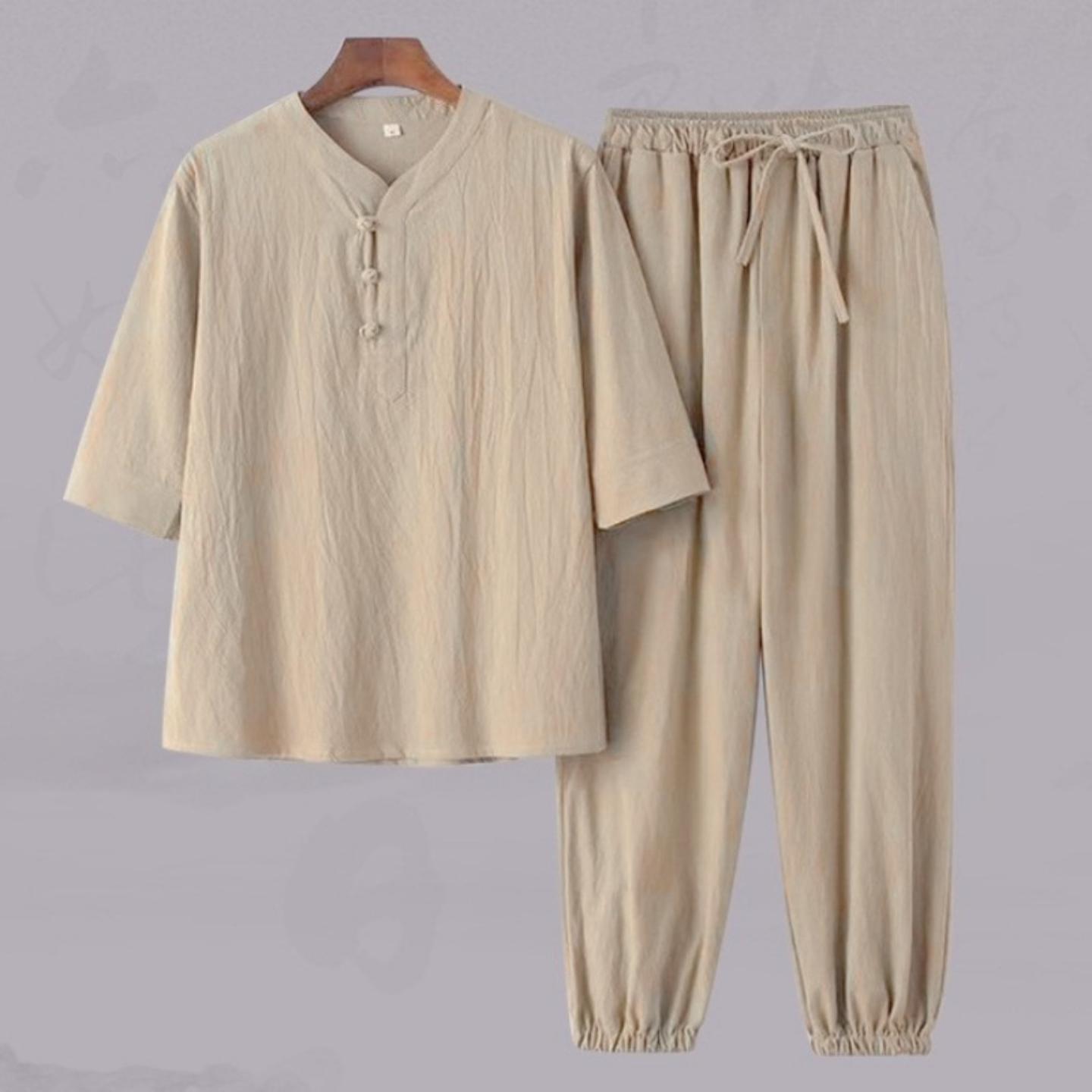 打坐禅修居士服男中式佛系禅意