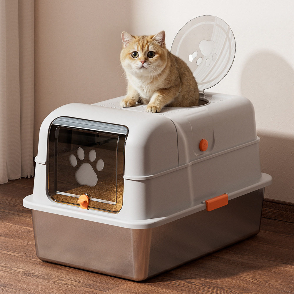 不锈钢超大号猫砂盆全封闭巨无霸猫厕所隔臭防外溅猫屎盆宠物用品