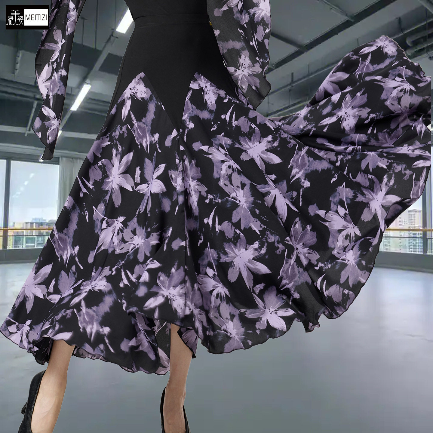 Q2566新款摩登舞女高级印花拉丁