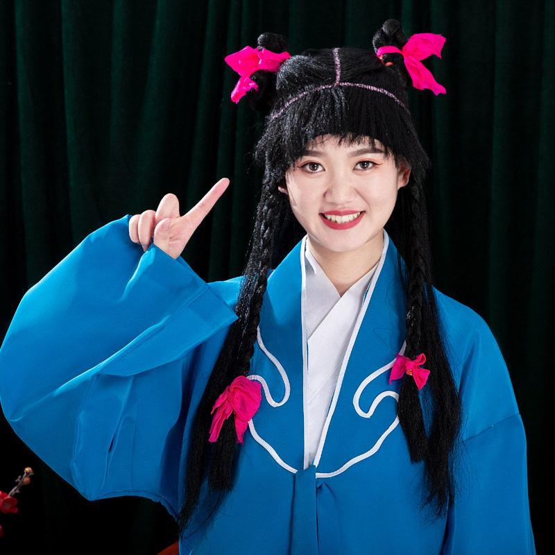 戏曲舞台演出娃娃发古装书童假发头套哪吒假发善财童子头饰孩发