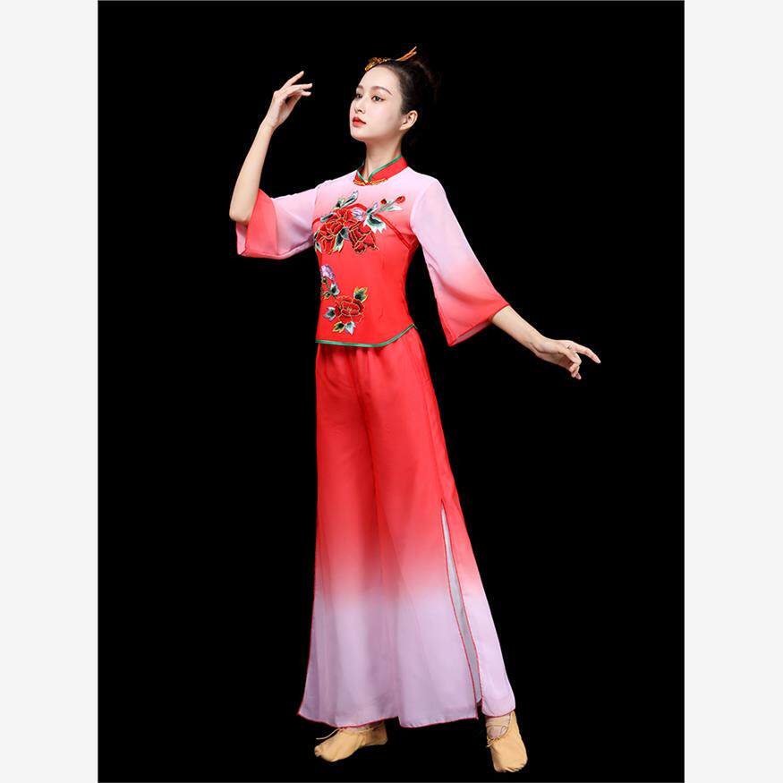 秧歌服女新款套装中老年扇子舞蹈演出服队广场舞服装跳舞衣服