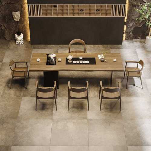 新中式功夫实木茶桌家用客厅大板亚克力茶台办公室原木泡茶桌全套