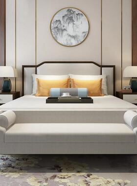 LCA01-44美式布艺床尾凳现代简约卧室床头长条沙发床前榻衣帽间更