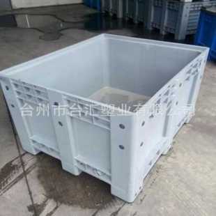 箱 供应1210托盘式 塑料卡板箱 可带盖带轮密封箱 大型灰色周装