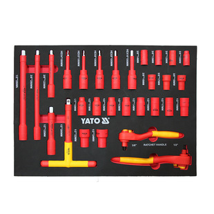 YATO 55305T3绝缘套筒绝缘棘轮扳手 易尔拓29件套绝缘工具托盘YT