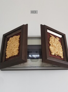 《门神》国风对开门电表箱u电表盒遮挡水泥立体浮雕装饰画盖板相