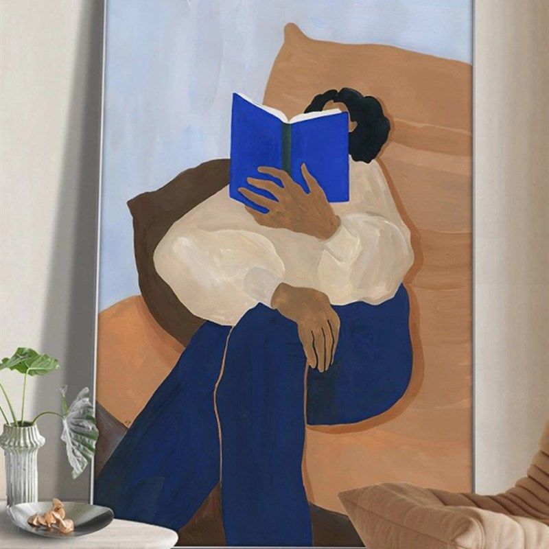 抽象人物沙发装饰画竖版客厅落地画E小众艺术玄关入户背景墙壁挂