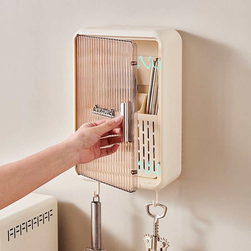 壁挂式筷子收纳盒厨房筷s子筒带盖防尘筷笼家用沥水餐具勺子筷篓,收纳整理,壁式收纳盒,淘宝优惠券,粉丝福利购,淘宝优惠卷