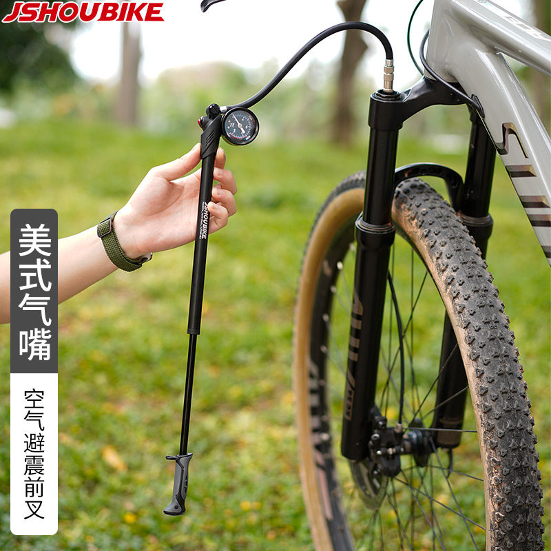 山地自行车气g压前叉高压打气筒避震后胆迷你便携美法嘴轮胎充气