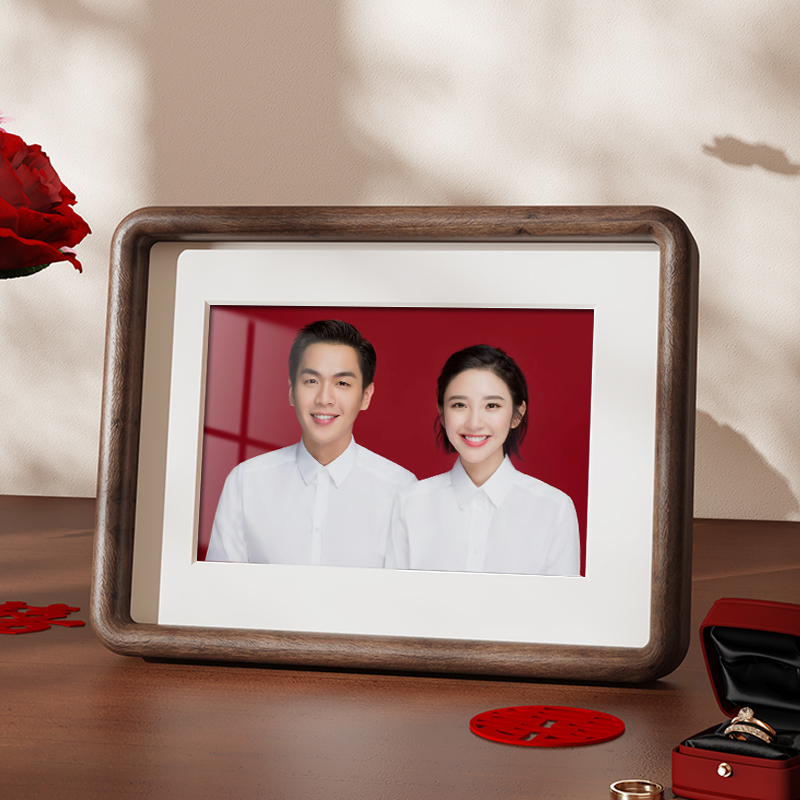 结婚照登记照相框摆台p实木洗证件照婚纱照做成高级感摆件6六寸