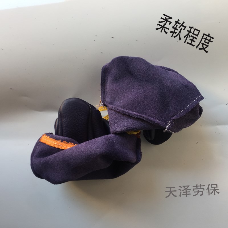全整背深色头层软牛皮 电s焊手套焊工司机耐磨 用隔热焊接搬运手