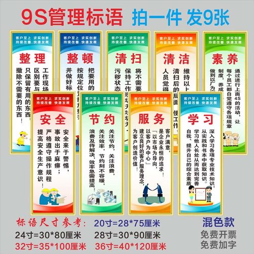 6S管理现场标牌 5S 7rS 8S工厂公司车间标语挂图 提标示识牌警示