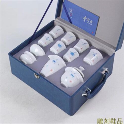 中国白手绘冰种茶具套装高档w羊脂玉茶具轻奢送礼盖碗白瓷茶具家