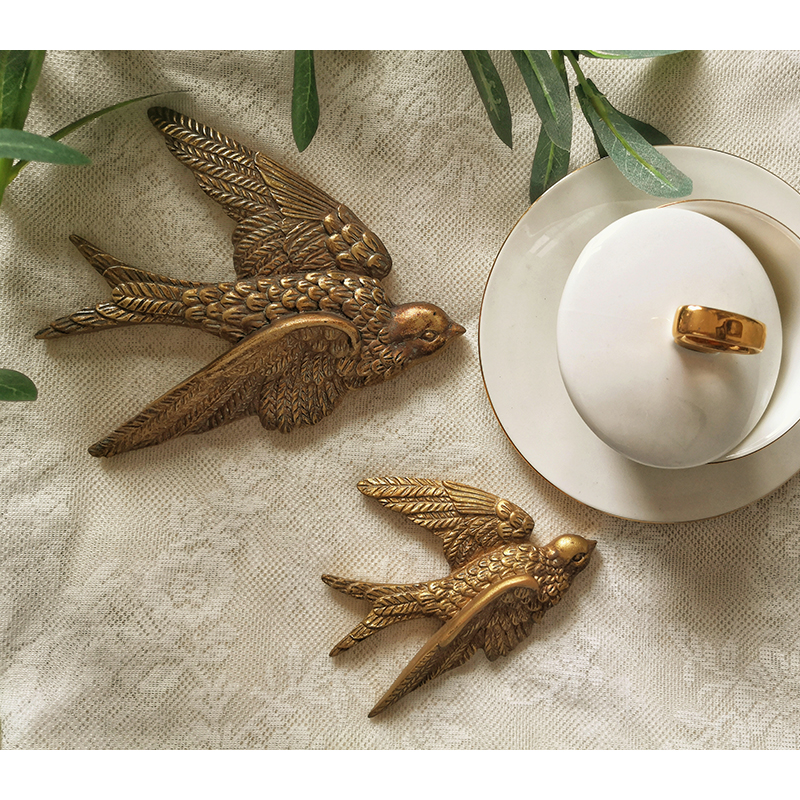 飞燕壁挂 欧式墙面轻奢s客厅卧室墙件创意小燕子挂饰照片墙装饰画