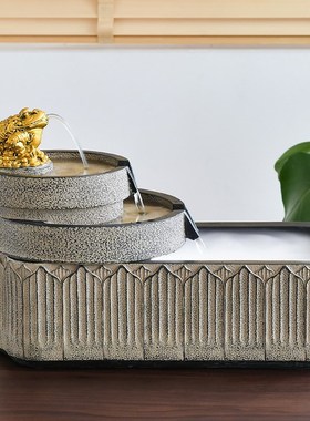 创意流水摆件新款鱼缸喷泉v金蟾装饰办公室玄关桌面循环水开业礼