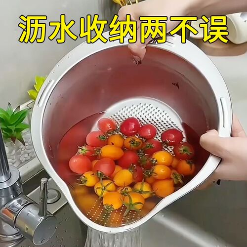 一盆多用,沥水收纳两不误 F倾底多功能不锈钢洗菜盆