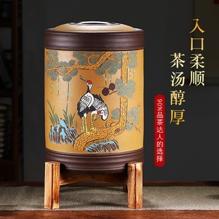 宜兴紫砂茶叶罐大号普洱茶叶罐A储存缸陶瓷密封罐家用醒茶罐茶饼