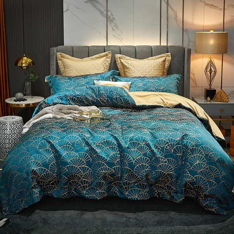 140支奢华提h花埃及棉四件套出口欧美纯棉全棉贡缎床上用品床笠1.