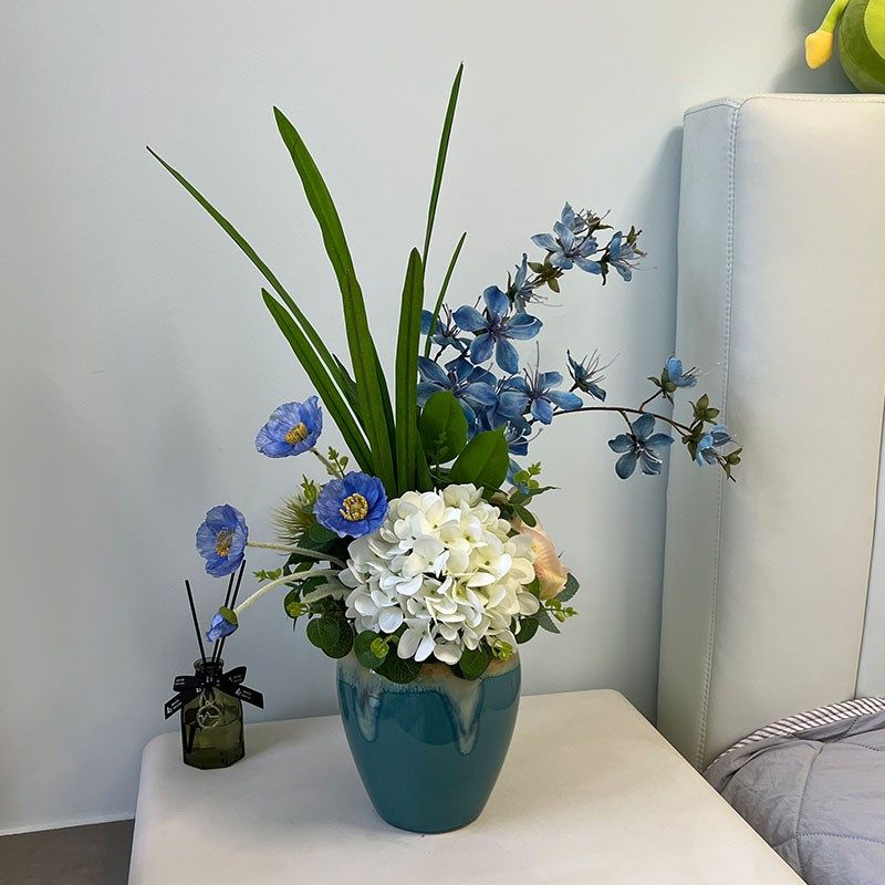 油画风花艺客厅餐桌仿真花空调顶装饰花电视柜假T花整装成品摆设