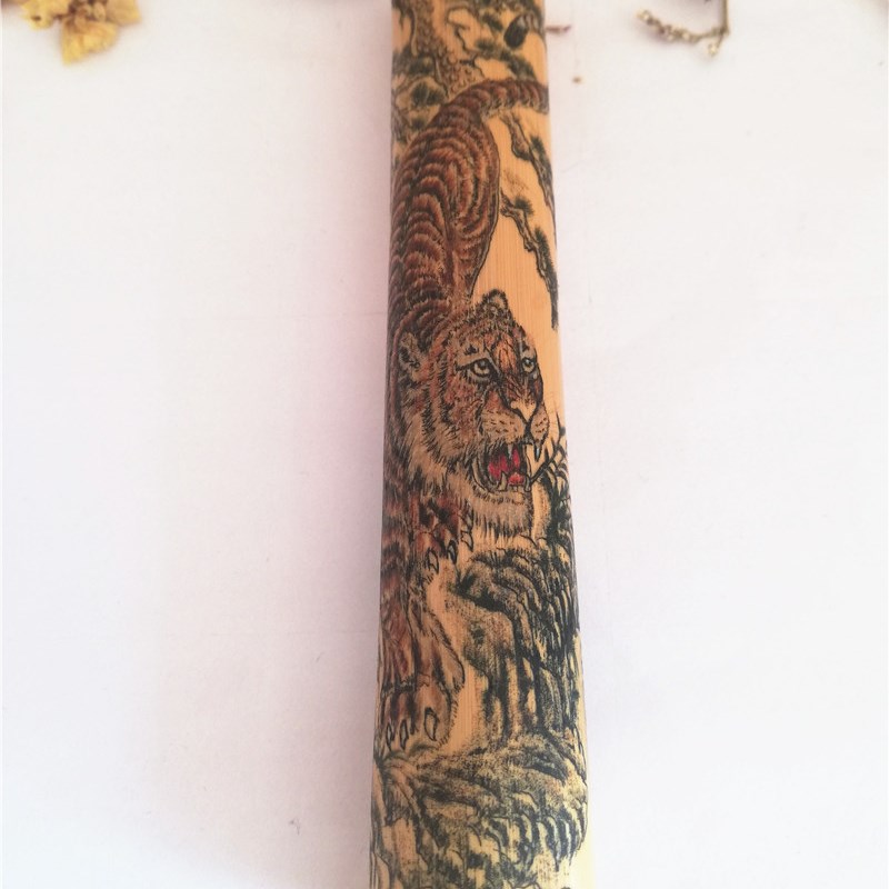 雕刻文玩玉竹异形竹非p烫画收藏摆件纹绣针刺彩雕微雕实心竹手把