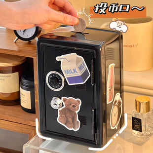创意存钱罐密g码锁迷你保险箱储蓄罐存钱可爱儿童箱子金属钱箱钱