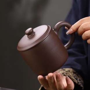 z家用茶杯盖泡茶水杯紫泥办公杯茶 宜兴紫砂杯大容量带盖加厚中式