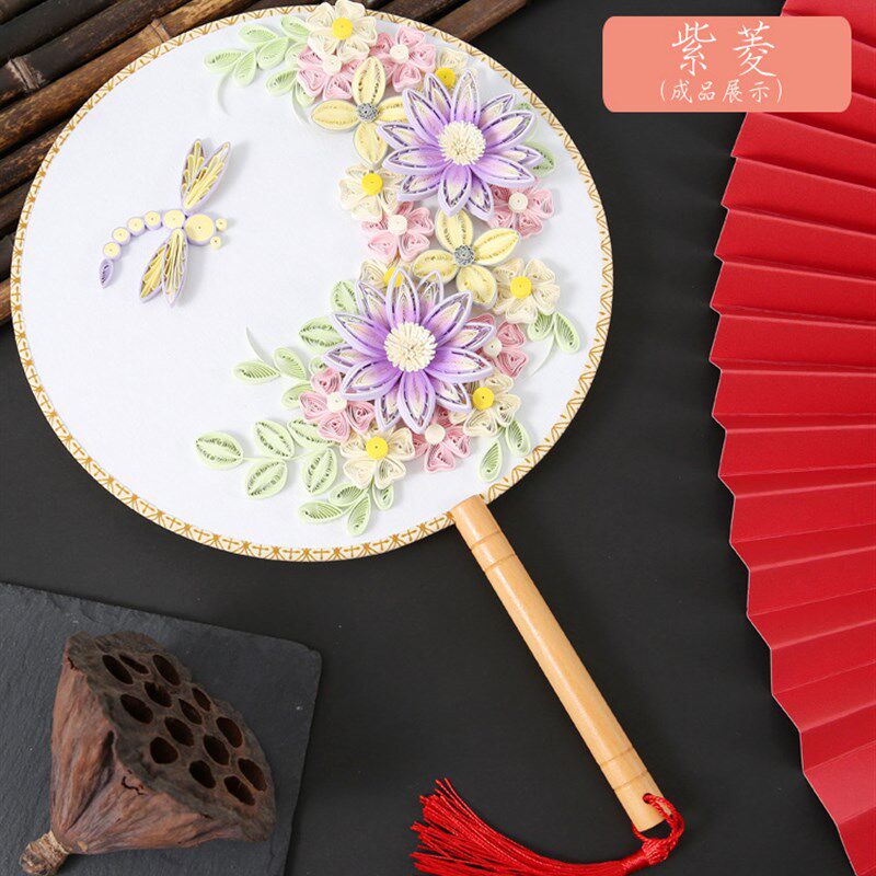 衍纸团扇亲子教师节送老师diy手工立体中国风Q学生作业礼物材料包图片