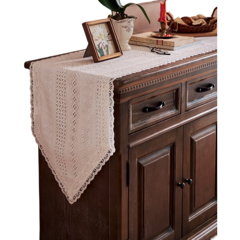 美式田园茶几蕾丝桌旗长条形insC桌布轻奢梳妆台布电视柜边柜床旗