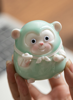 【猴子有钱】可爱小猴p子摆件陶瓷工艺品生肖吉祥物创意家居装饰