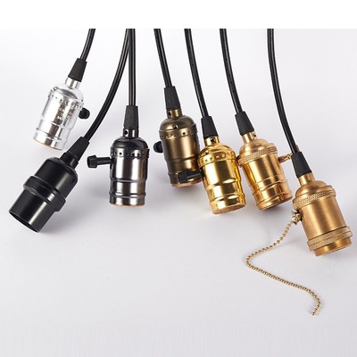 复古爱迪生吊线餐厅服装店橱窗吧台创意带线灯头灯座E27E14螺口