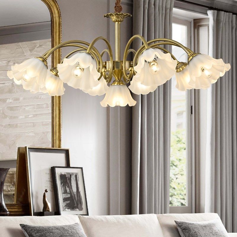 卡信之光 欧美式吊灯客厅 矮户型简约餐厅卧室灯法式铜灯田园灯具