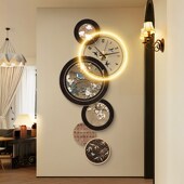 中古风玄关画入户正对门高级感进门走廊装 饰画带灯轻奢时钟挂画