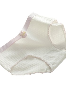 甜美木耳边少女内裤纯棉抗菌裆中腰白色初高中学生三角裤青年夏薄