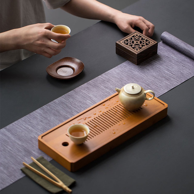 防水纸编茶席竹席茶帘禅意桌旗茶旗日式茶盘垫香席茶垫布定制包邮图片