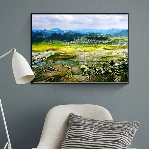 梯田自然风景装饰画 农家山庄餐厅走廊壁画 宾馆旅社房间客房挂画