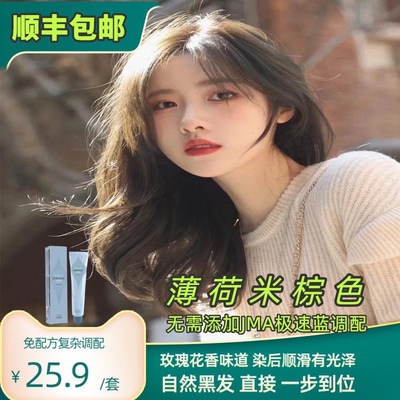 乐威丝薄荷米棕色自己在家染发膏 黑头发直接染显白 显气质无刺激