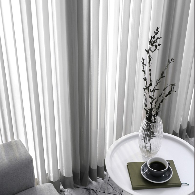 极简北欧灰纱窗帘卧室飘窗客厅工作室透光灰色乔其纱窗帘窗纱纱帘